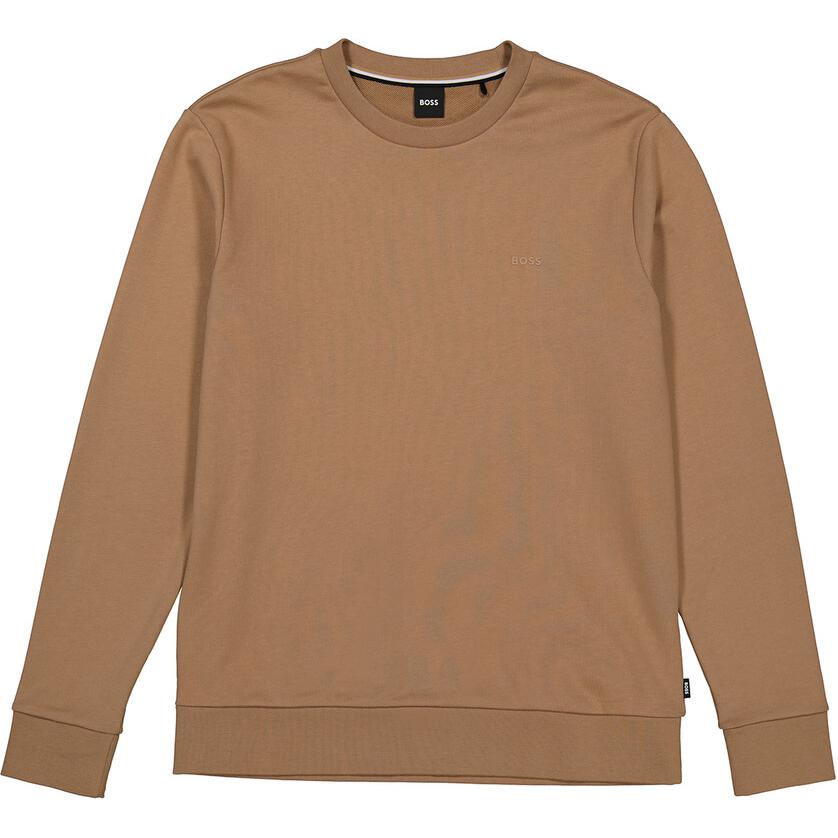 HUGO BOSS Beige Crewneck Sweatshirt with Solid Letter Print 50471981-260