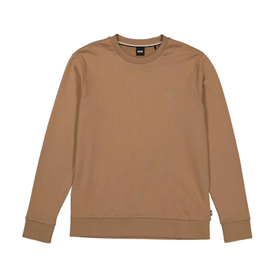 HUGO BOSS Beige Crewneck Sweatshirt with Solid Letter Print 50471981-260