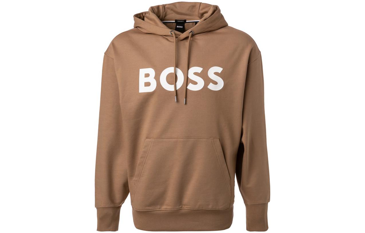 HUGO BOSS Beige Hoodie with Letter Print 50496661-260
