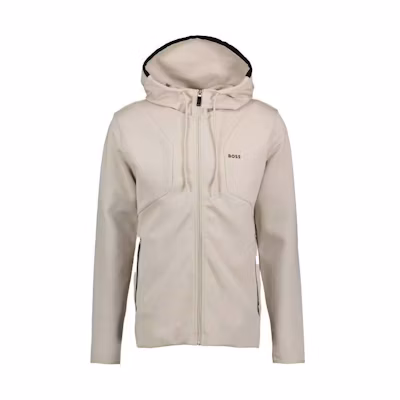 HUGO BOSS Beige Logo Print Zip-Up Hoodie Jacket 50504751-271