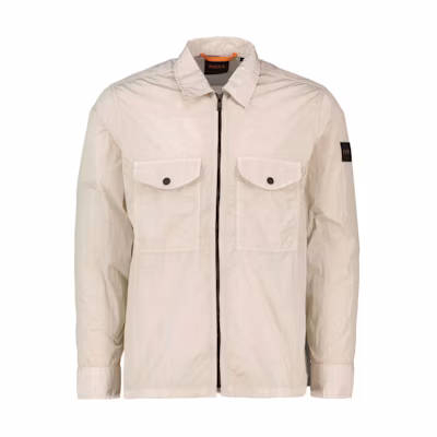HUGO BOSS Beige Slim Fit Jacket with Zipper and Point Collar 50505911-271