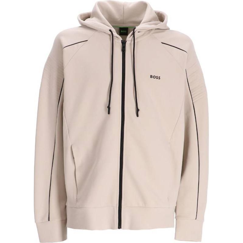 HUGO BOSS Beige Zip-Up Hoodie Jacket with Embroidered Logo 50518197-271