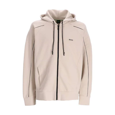 HUGO BOSS Beige Zip-Up Hoodie Jacket with Embroidered Logo 50518197-271