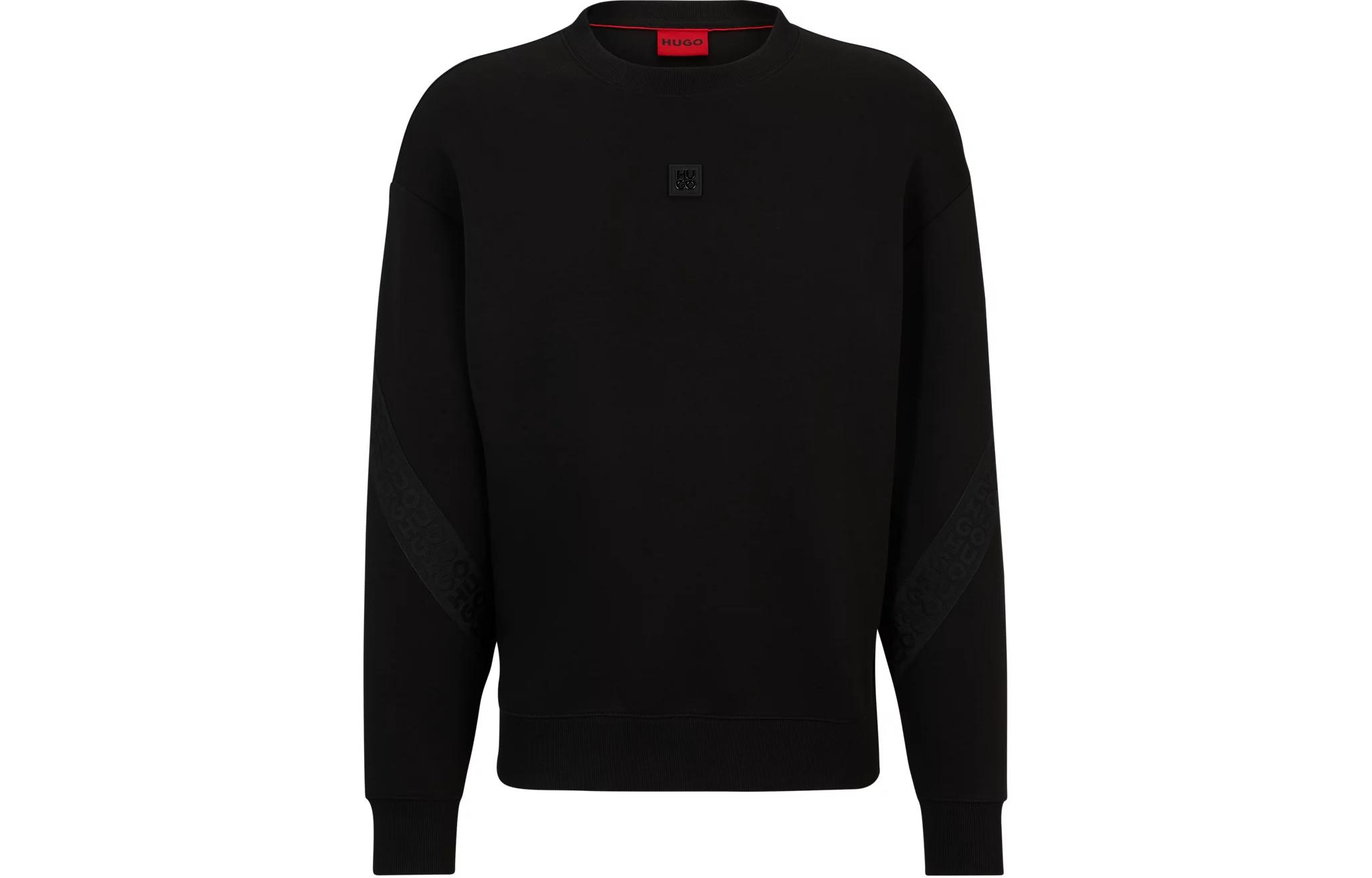 HUGO BOSS Black Cotton-Blend Stacked Logo Crewneck Sweatshirt 50511698-001