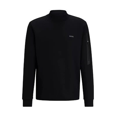 HUGO BOSS Black Cotton-Blend Sweatshirt with HD Logo Print for Men 50504749-001