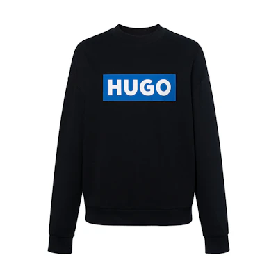 HUGO BOSS Black Cotton-Terry Logo Print Crewneck Sweatshirt 50522375-001