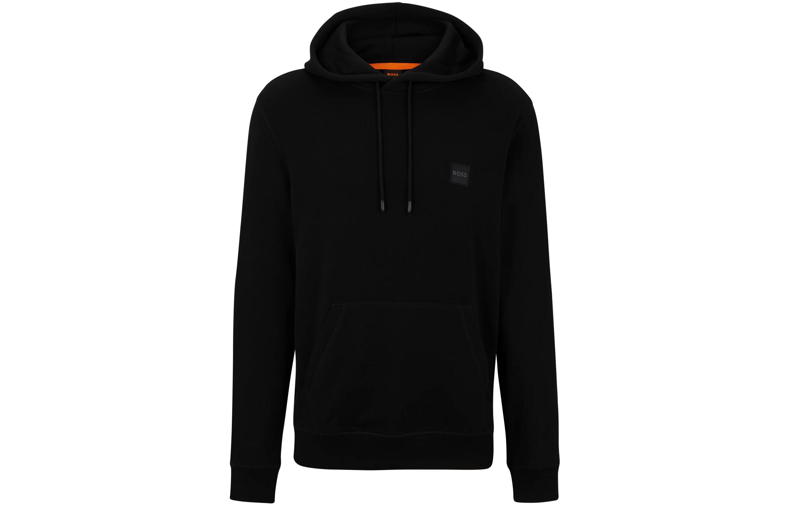 HUGO BOSS Black Cotton-Terry Pullover Hoodie with Logo Patch and Embroidery 50509314-001 圖 2