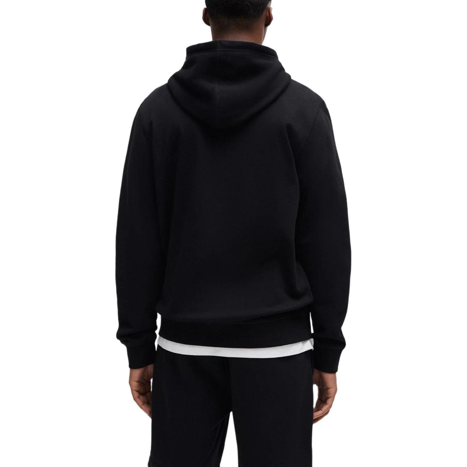 HUGO BOSS Black Cotton-Terry Pullover Hoodie with Logo Patch and Embroidery 50509314-001 圖 5