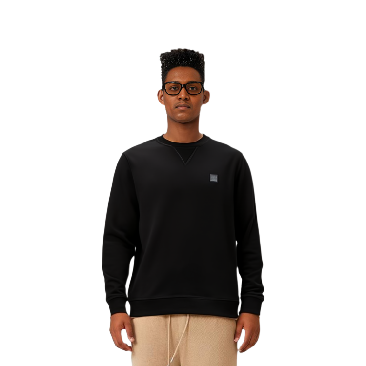 HUGO BOSS Black Cotton-Terry Relaxed-Fit Logo Patch Crewneck Sweatshirt 50509323-001 圖 3