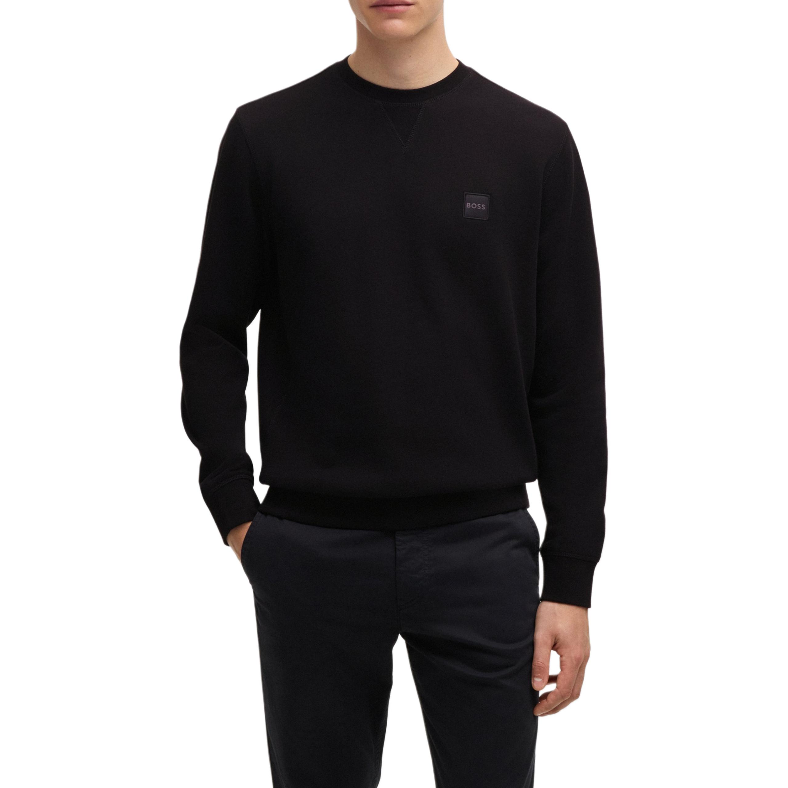 HUGO BOSS Black Cotton-Terry Relaxed-Fit Logo Patch Crewneck Sweatshirt 50509323-001 圖 4