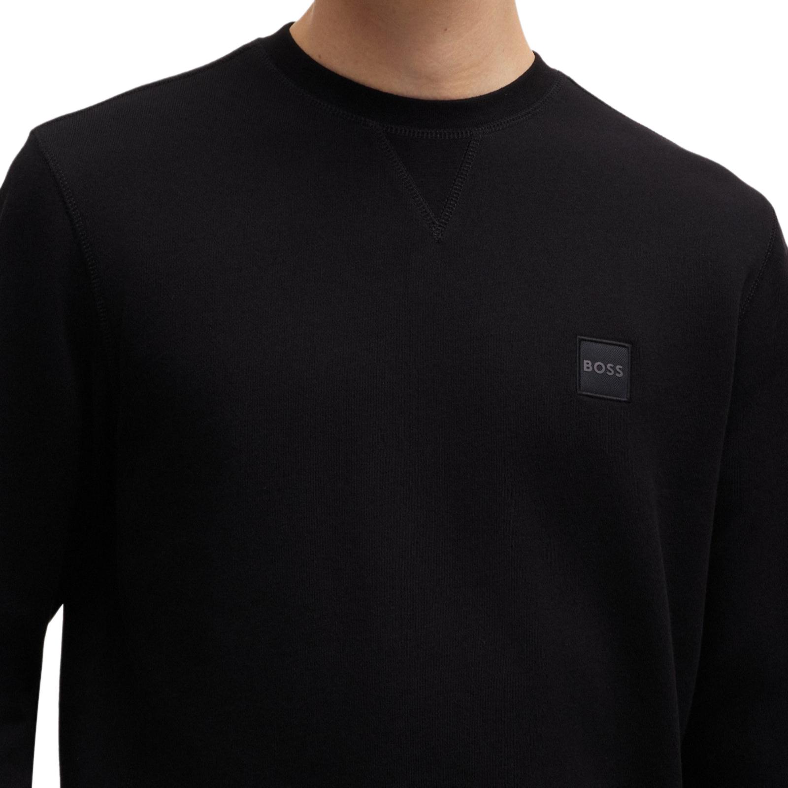 HUGO BOSS Black Cotton-Terry Relaxed-Fit Logo Patch Crewneck Sweatshirt 50509323-001 圖 7