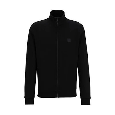 HUGO BOSS Black Cotton-Terry Zip-Up Jacket with Logo Patch 50511709-001