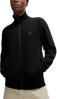 ヒューゴボス ブラック コットンテリー ジップアップジャケット ロゴパッチ付き 50511709-001 Details for ヒューゴボス ブラック コットンテリー ジップアップジャケット ロゴパッチ付き 50511709-001