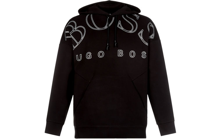 HUGO BOSS Black Cotton Blend Loose Fit Hoodie 50435157-009
