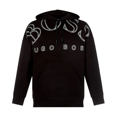 HUGO BOSS Black Cotton Blend Loose Fit Hoodie 50435157-009