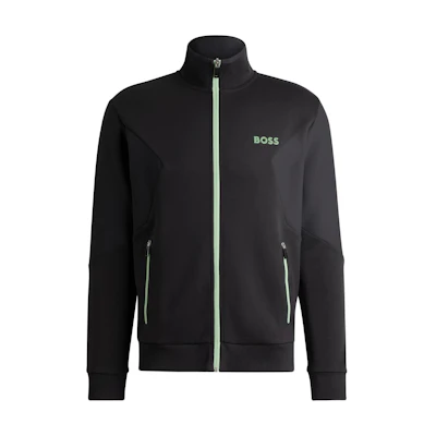 HUGO BOSS Black Cotton Zip-Up Jacket with 3D Logo Embroidery for Men 50510349-016