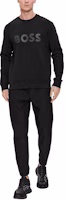 Shop HUGO BOSS 黑色圓領印字長袖衛衣 50506119-001