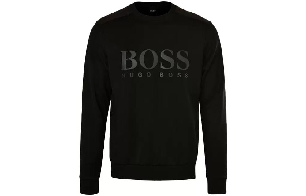 HUGO BOSS Black Crewneck Logo Print Long Sleeve Sweatshirt SALBO-1814333001