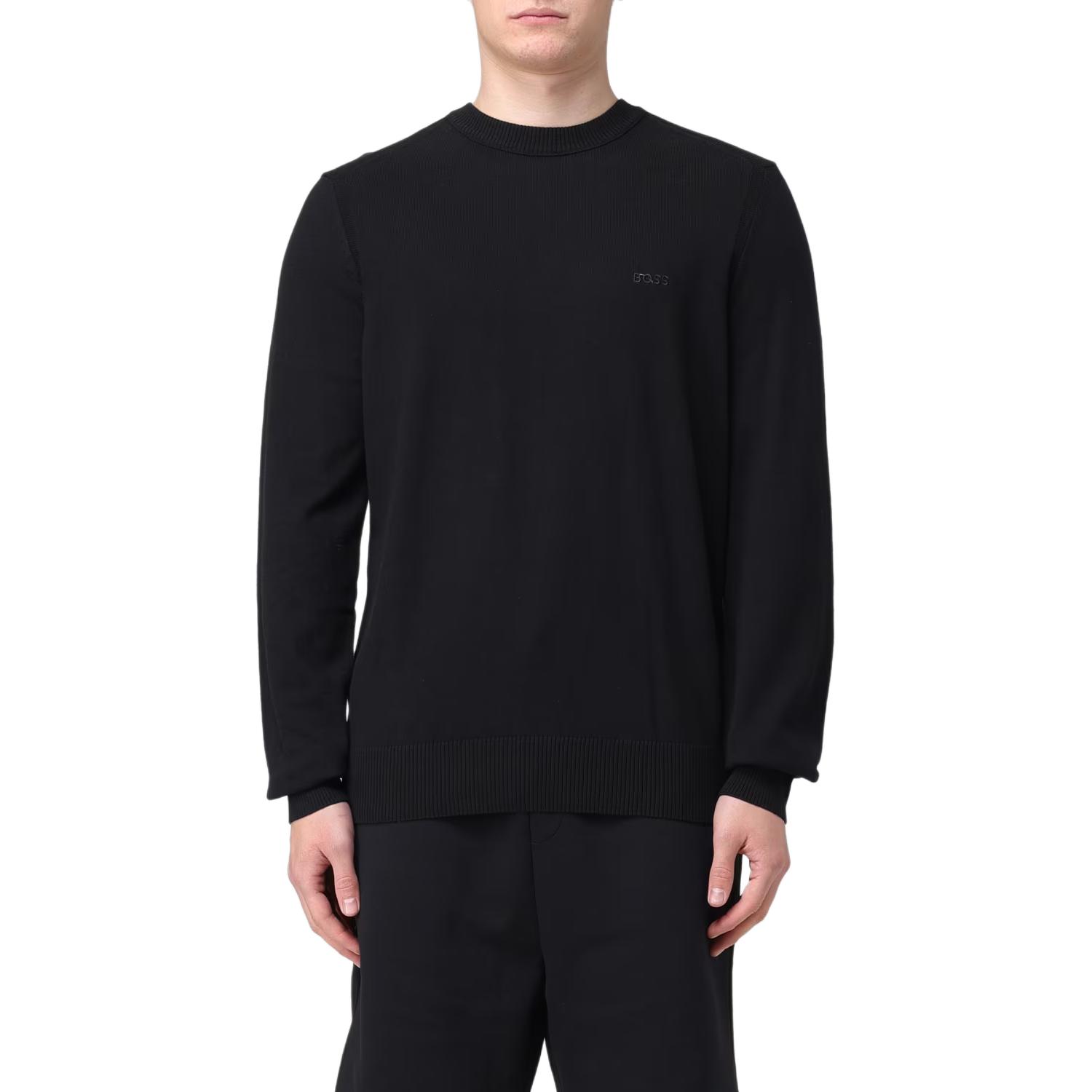 HUGO BOSS Black Crewneck Long-Sleeve Sweatshirt with Logo POIZON2405109