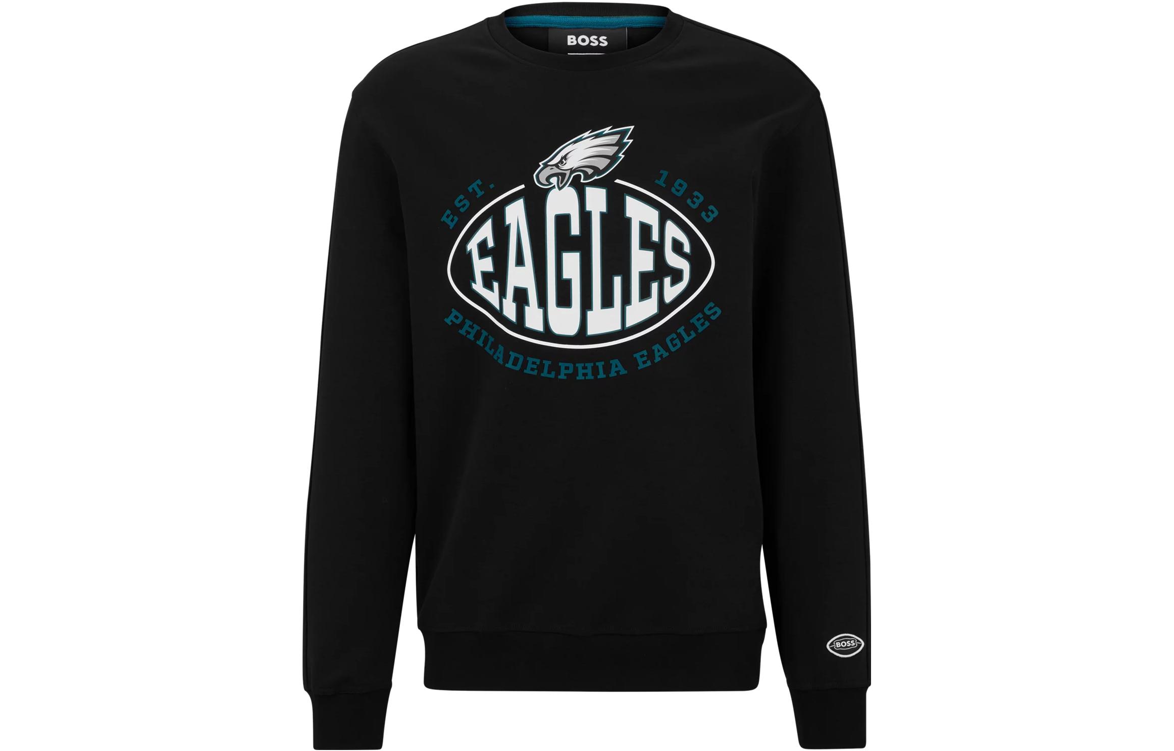 HUGO BOSS Black Crewneck Long-Sleeve Sweatshirt with Letter Print 50504600-019