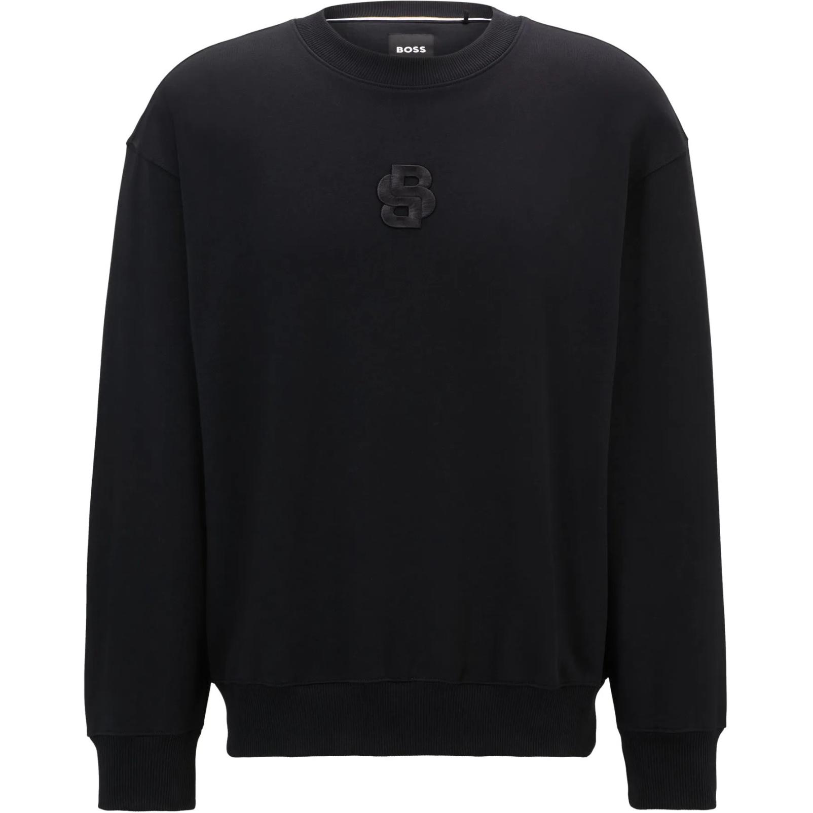 HUGO BOSS Black Crewneck Long-Sleeve Sweatshirt with Embroidered Logo 50514903-001