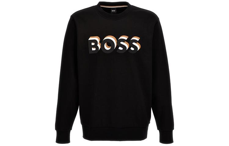 HUGO BOSS Black Crewneck Loose Fit Sweatshirt with Letter Print 50507939-001