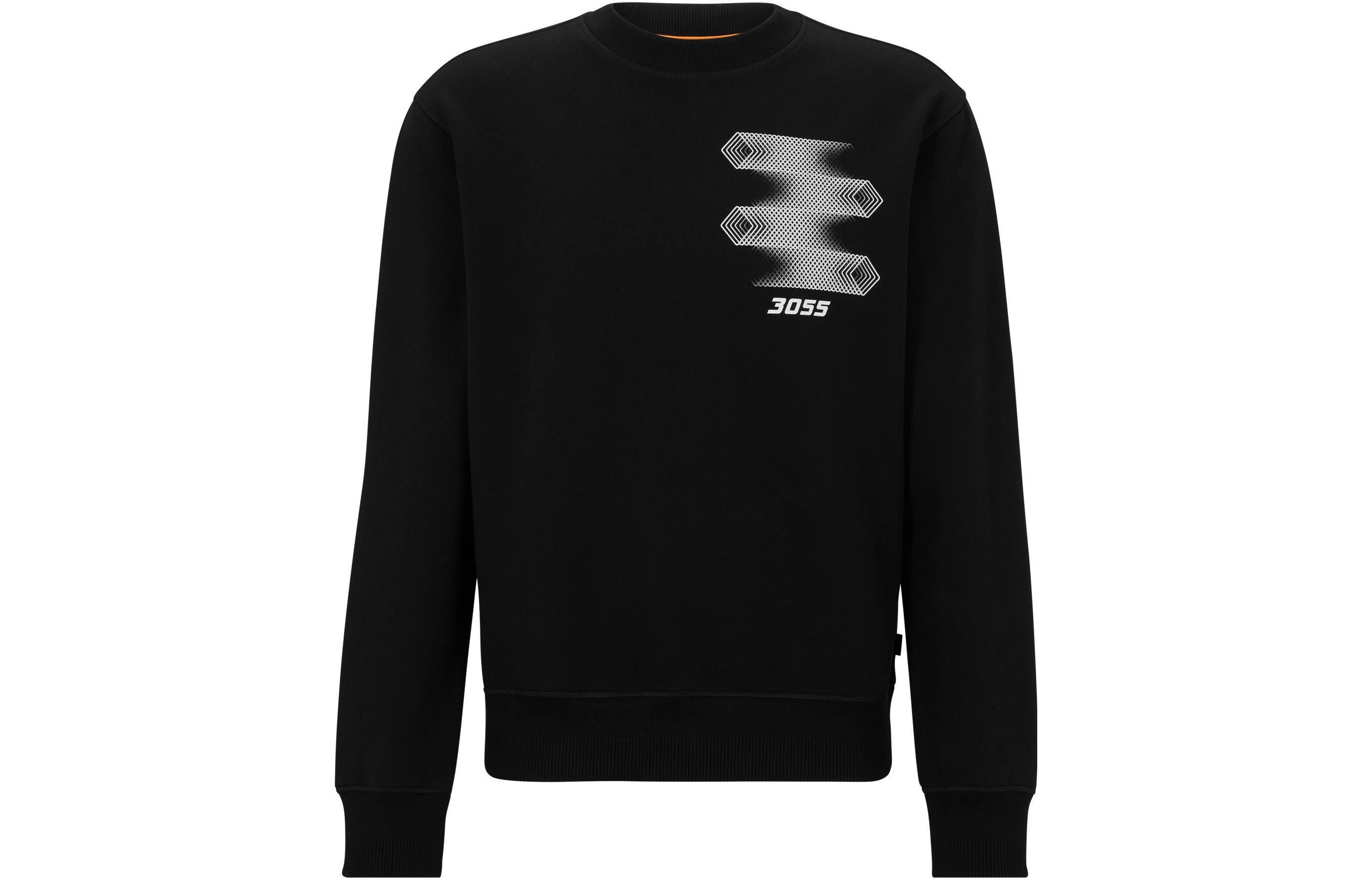HUGO BOSS Black Crewneck Sweatshirt with Digital Print 50497104-001