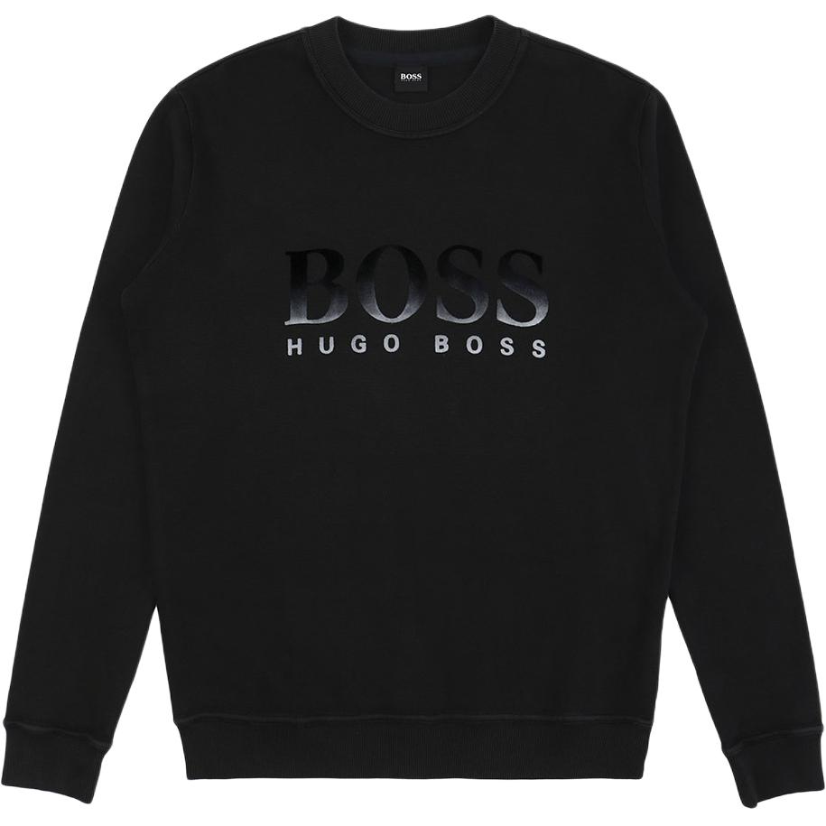 HUGO BOSS Black Crewneck Sweatshirt with Letter Print 50408740-001