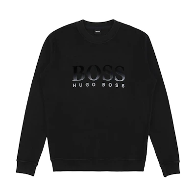 HUGO BOSS Black Crewneck Sweatshirt with Letter Print 50408740-001