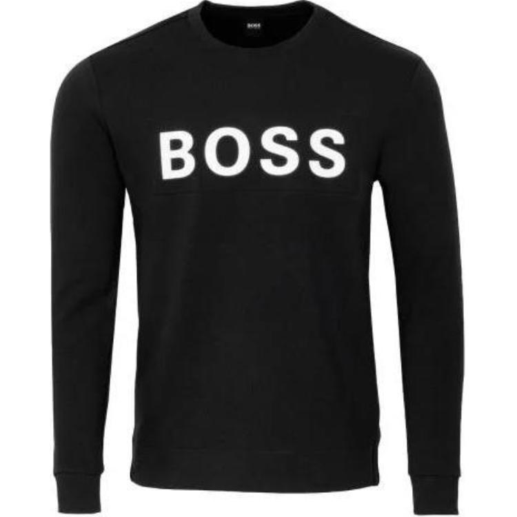 HUGO BOSS Black Crewneck Sweatshirt with Logo Print 50461623-001