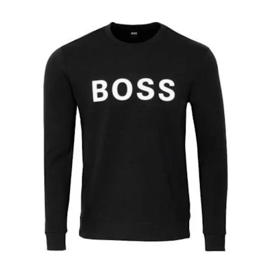 HUGO BOSS Black Crewneck Sweatshirt with Logo Print 50461623-001