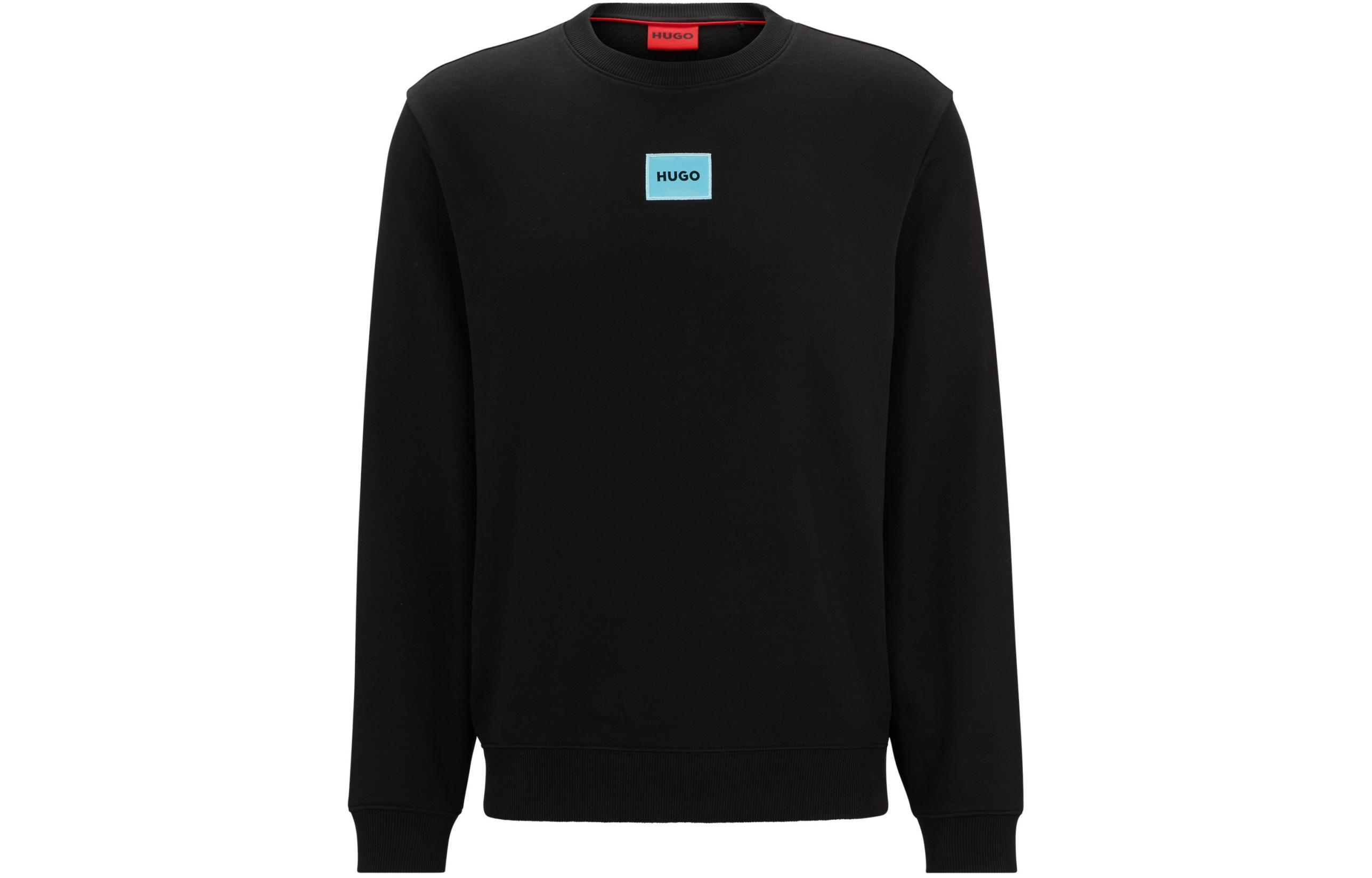 HUGO BOSS Black Crewneck Sweatshirt with Solid Logo Patch 50447964-009
