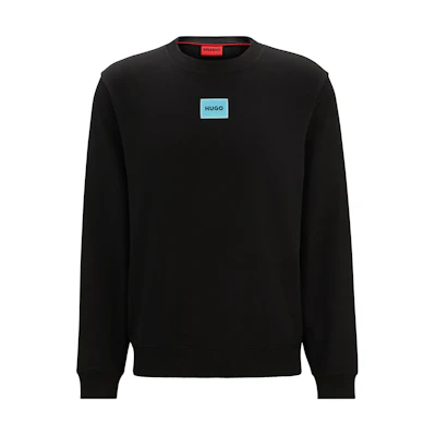 HUGO BOSS Black Crewneck Sweatshirt with Solid Logo Patch 50447964-009