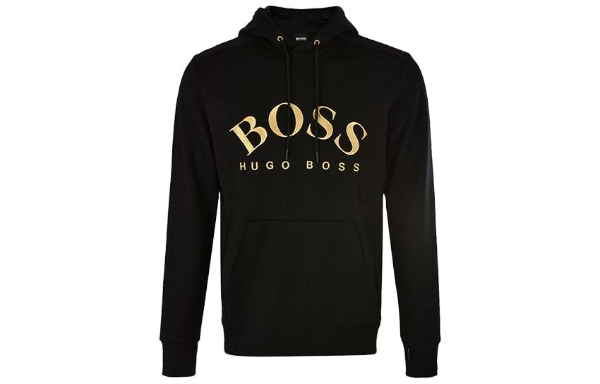 HUGO BOSS Black Drawstring Hoodie with Logo Print 50415899-006