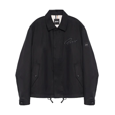 HUGO BOSS Black Embroidered Long-Sleeve Jacket with Logo Collar 50470140-001