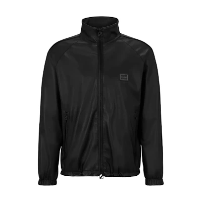 HUGO BOSS Black Faux-Leather Relaxed Jacket with Framed Logo 50496176-001