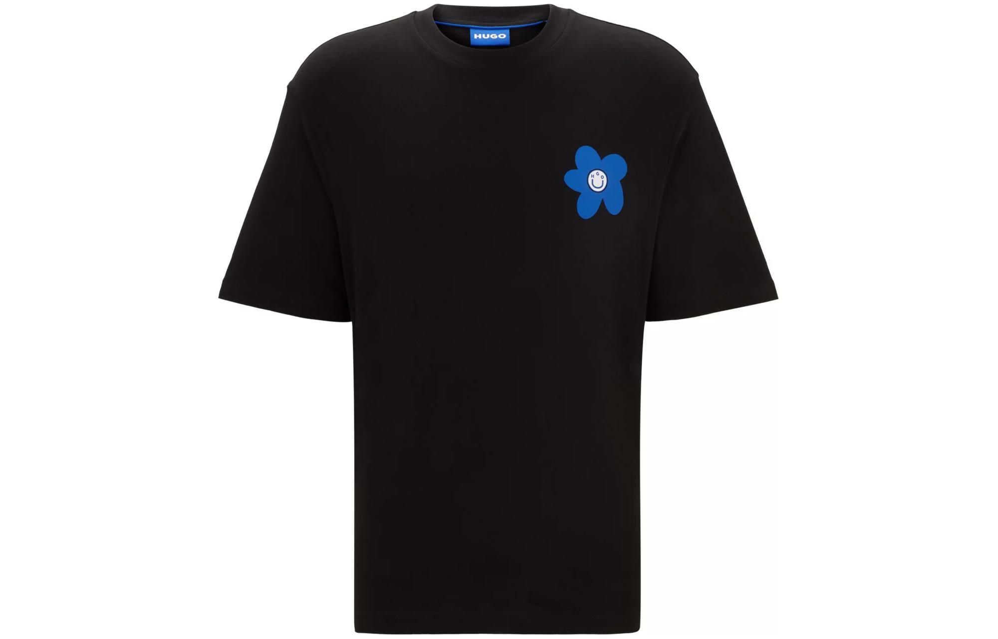 HUGO BOSS Black Floral Logo Crewneck Short Sleeve T-Shirt 50513214-001