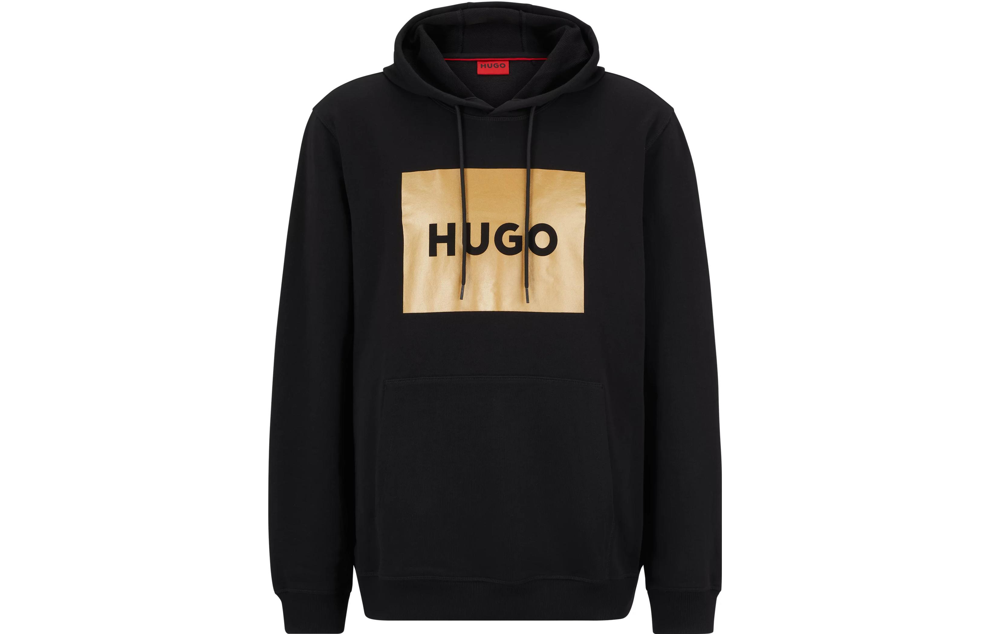 HUGO BOSS Black Foil Logo Print Hoodie Long Sleeve Pullover 50484743-001