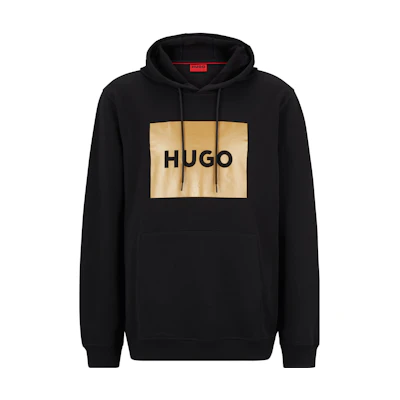 HUGO BOSS Black Foil Logo Print Hoodie Long Sleeve Pullover 50484743-001