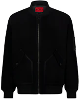 HUGO BOSS Black Goat-Suede Bomber Jacket with Knitted Trims 50510575-001 HUGO BOSS Black Goat-Suede Bomber Jacket with Knitted Trims 50510575-001