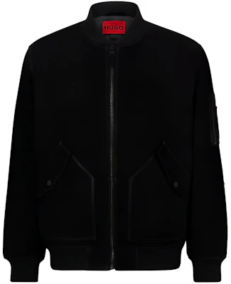 HUGO BOSS Jaket Bomber Hitam Suede Kambing dengan Detail Rajut 50510575-001 Buy HUGO BOSS Jaket Bomber Hitam Suede Kambing dengan Detail Rajut 50510575-001
