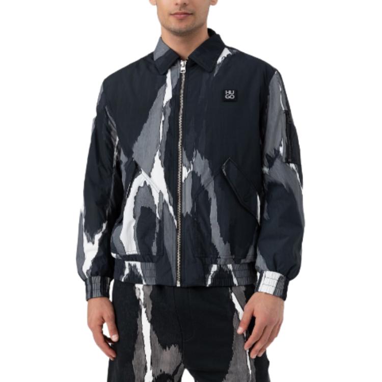 HUGO BOSS Black Graphic Print Zip-Up Long-Sleeve Jacket 50510812-960