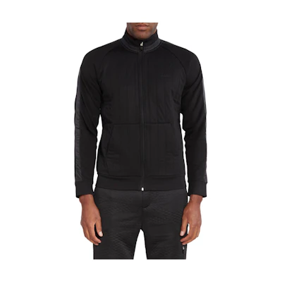 HUGO BOSS Black High Collar Zip-Up Jacket with Logo Embroidery 50493481-BLACK