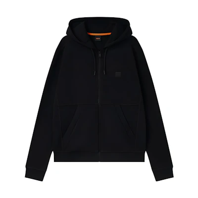 HUGO BOSS Black Hoodie Jacket with Embroidered Logo and Zipper 50508578-001