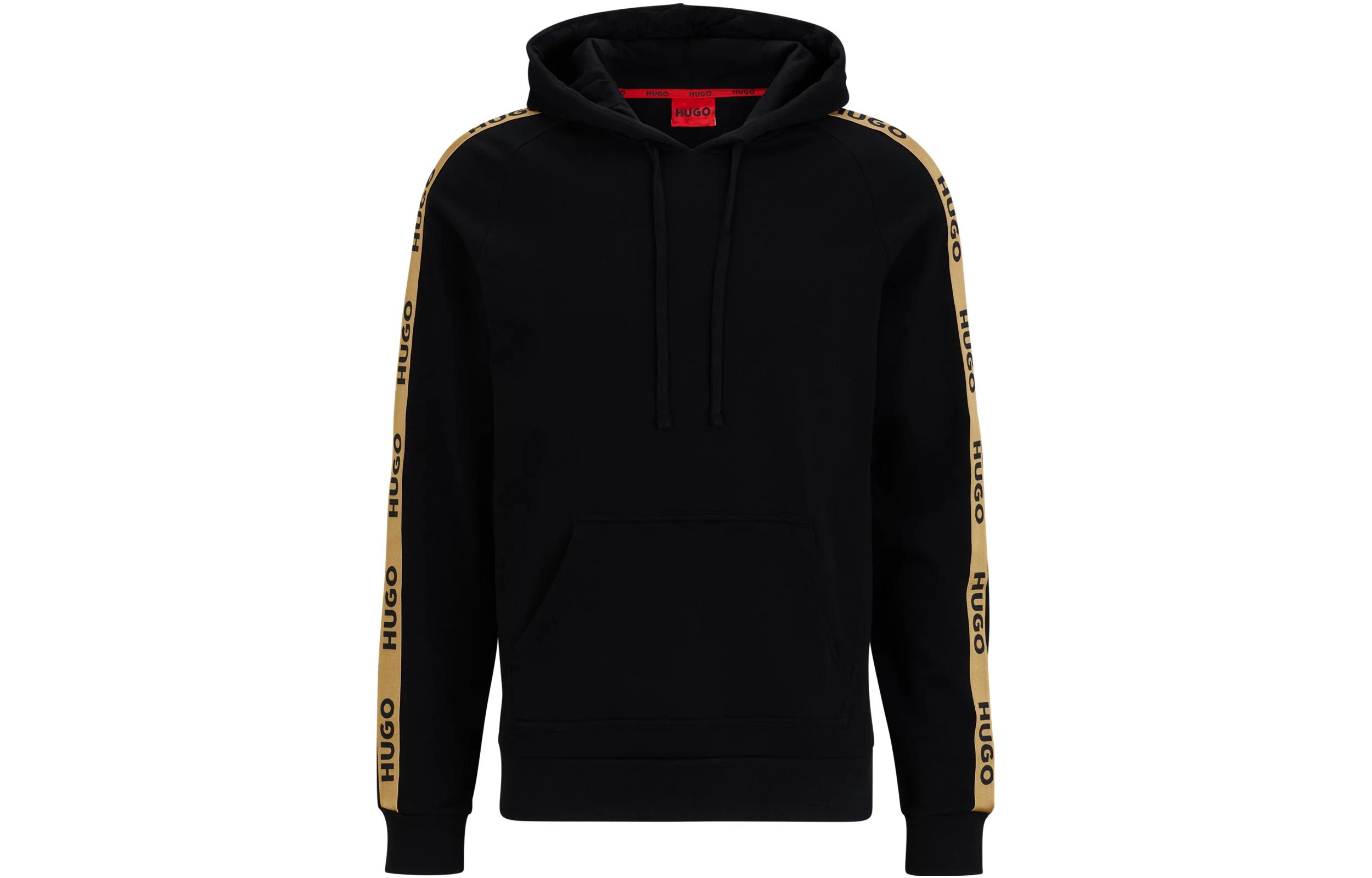 HUGO BOSS Black Hoodie Long Sleeve with Letter Print 50497003-005