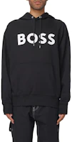 HUGO BOSS Black Hoodie with Letter Print and Drawstring Pullover Design 50496661-001 HUGO BOSS Black Hoodie with Letter Print and Drawstring Pullover Design 50496661-001
