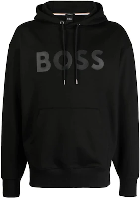 雨果博斯黑色字母印花抽绳连帽衫 50496661-001 Order 雨果博斯黑色字母印花抽绳连帽衫 50496661-001