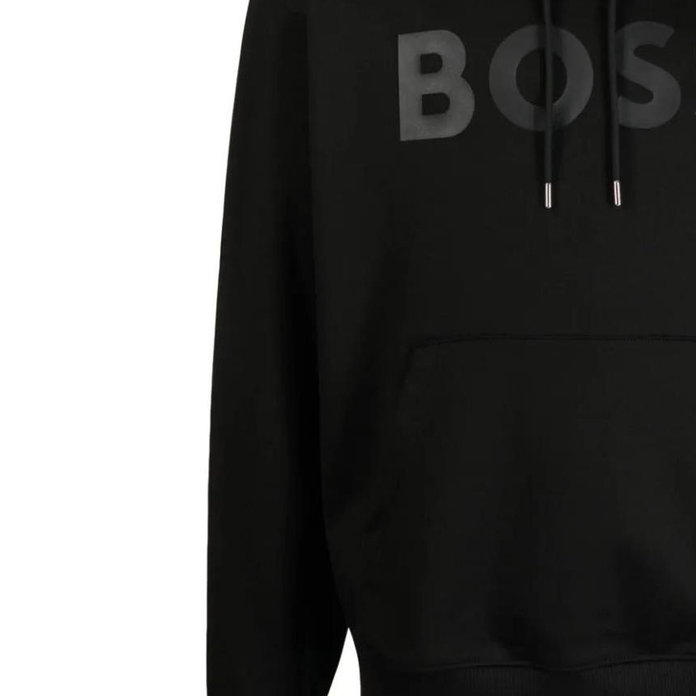 Details for 雨果博斯黑色字母印花抽绳连帽衫 50496661-001