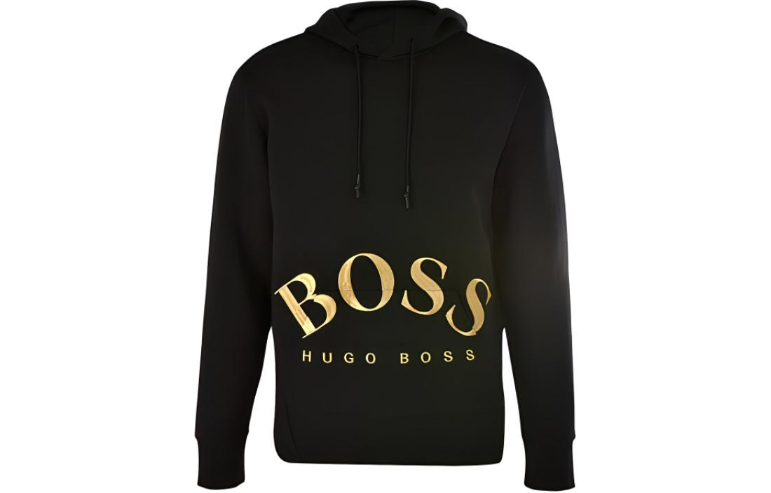 HUGO BOSS Black Hoodie with Logo and Drawstring Design 50413135-006