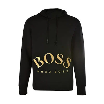 HUGO BOSS Black Hoodie with Logo and Drawstring Design 50413135-006